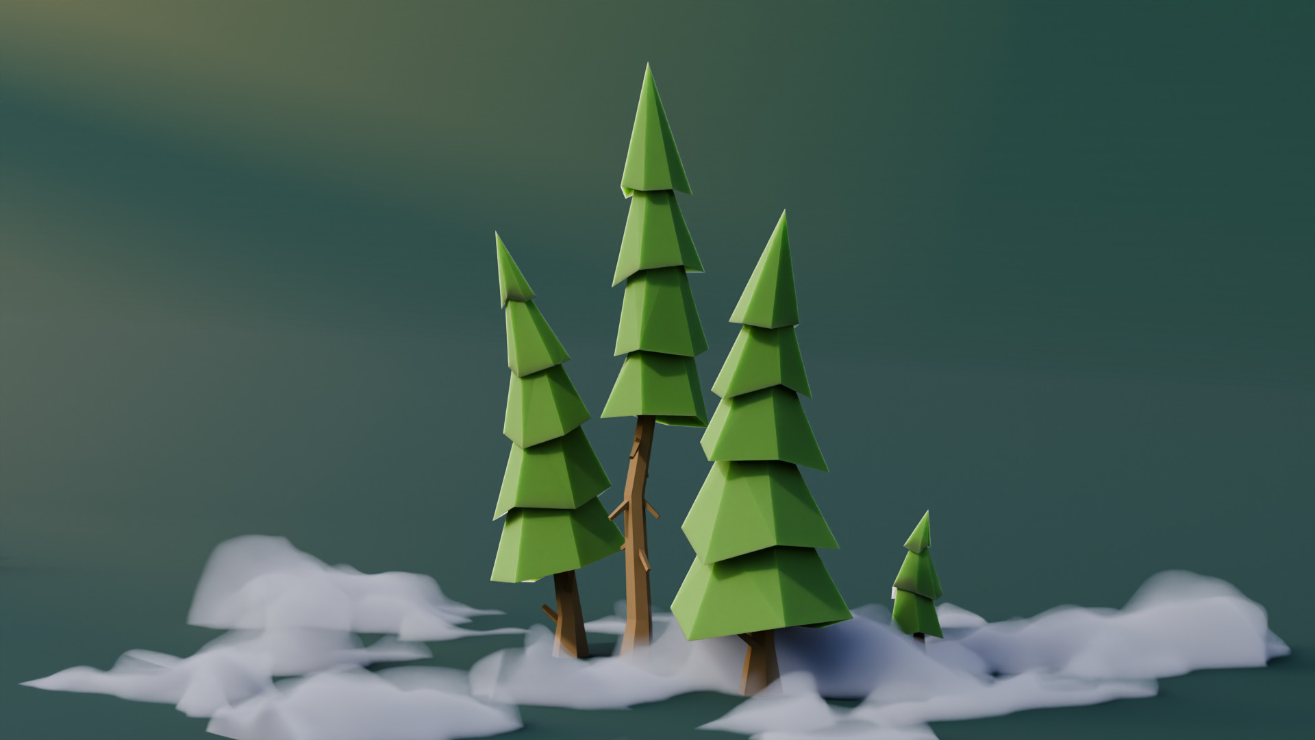 Low Poly Pines Low-poly 3D model_3