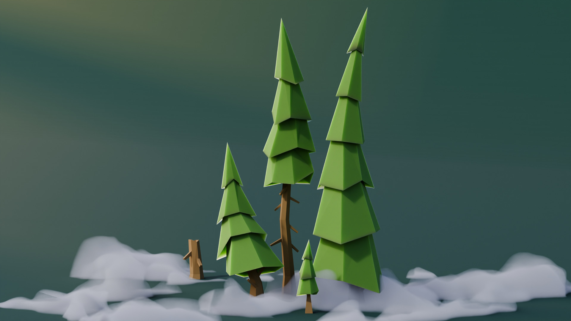 Low Poly Pines Low-poly 3D model_7