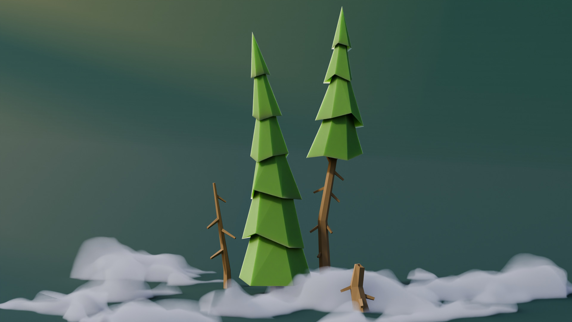 Low Poly Pines Low-poly 3D model_11
