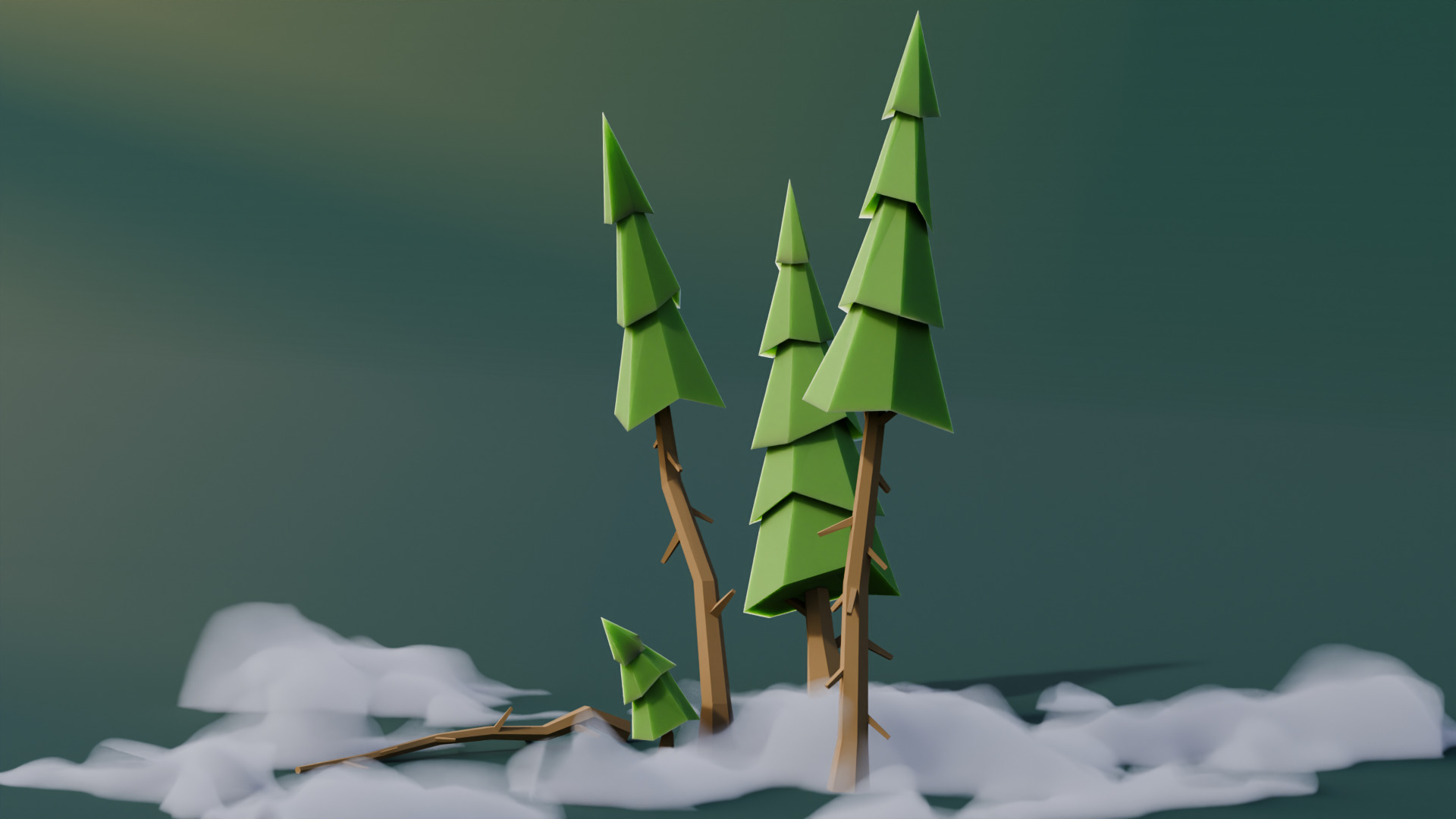 Low Poly Pines Low-poly 3D model_9