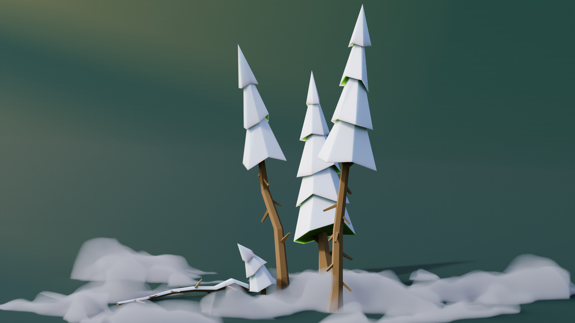 Low Poly Pines Low-poly 3D model_10