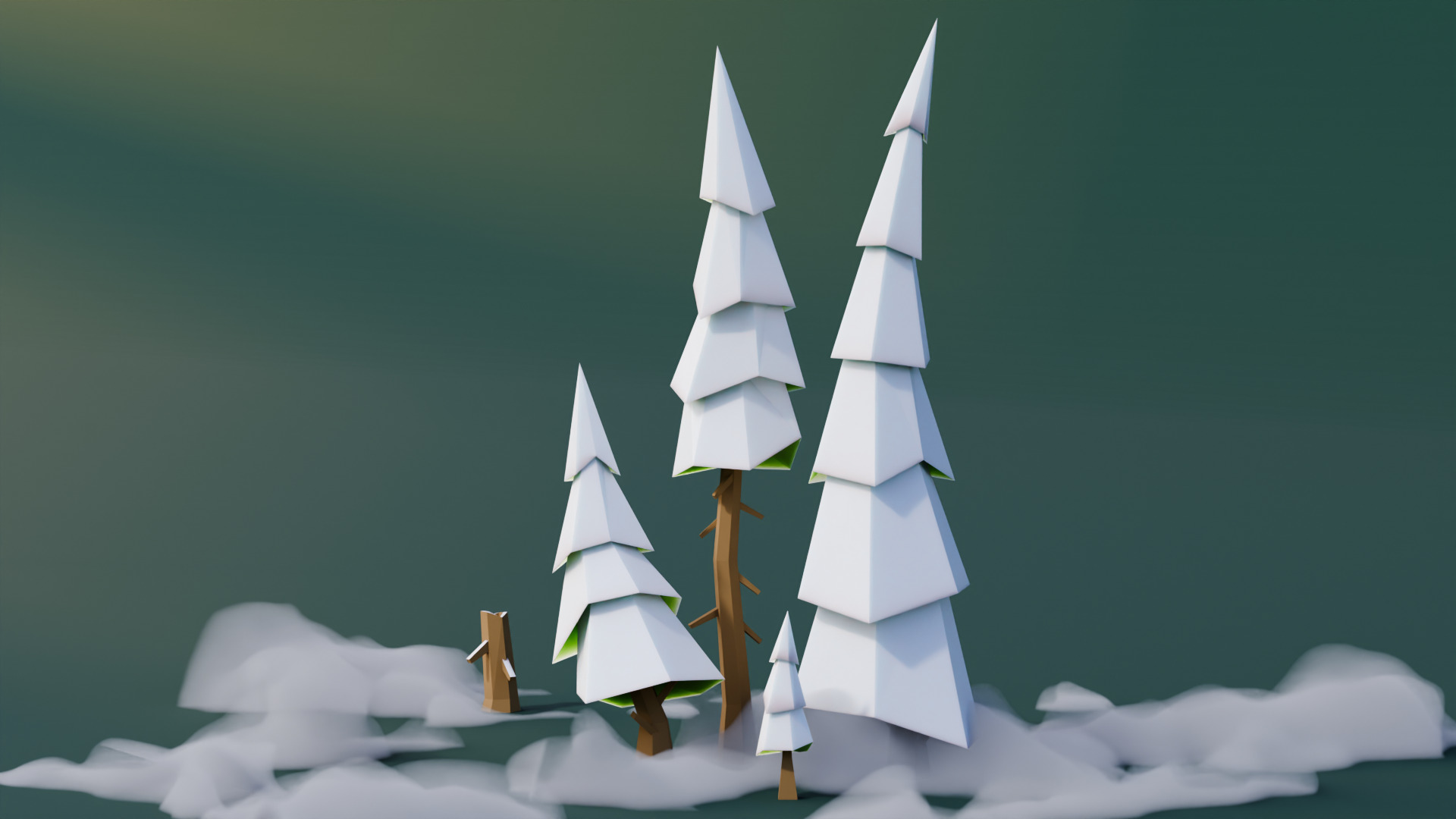 Low Poly Pines Low-poly 3D model_8