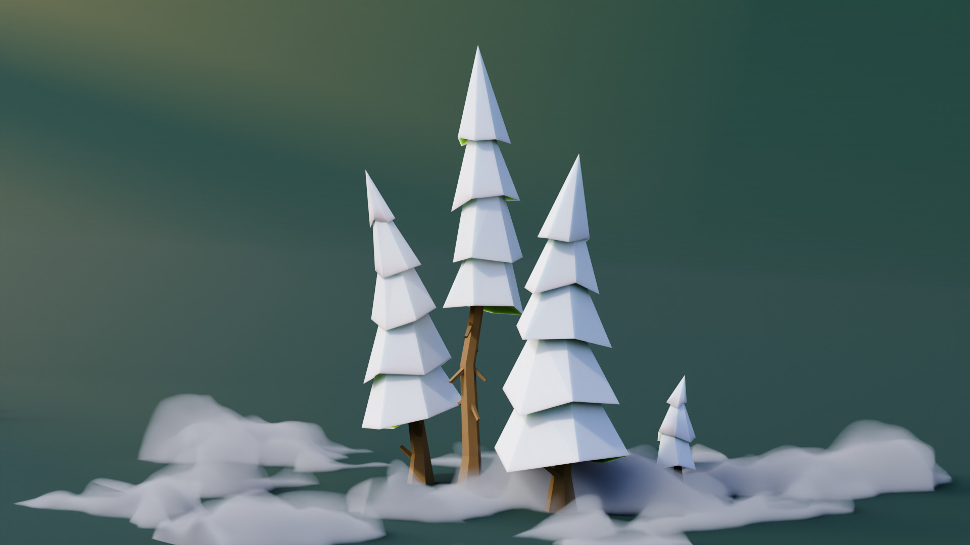 Low Poly Pines Low-poly 3D model_4