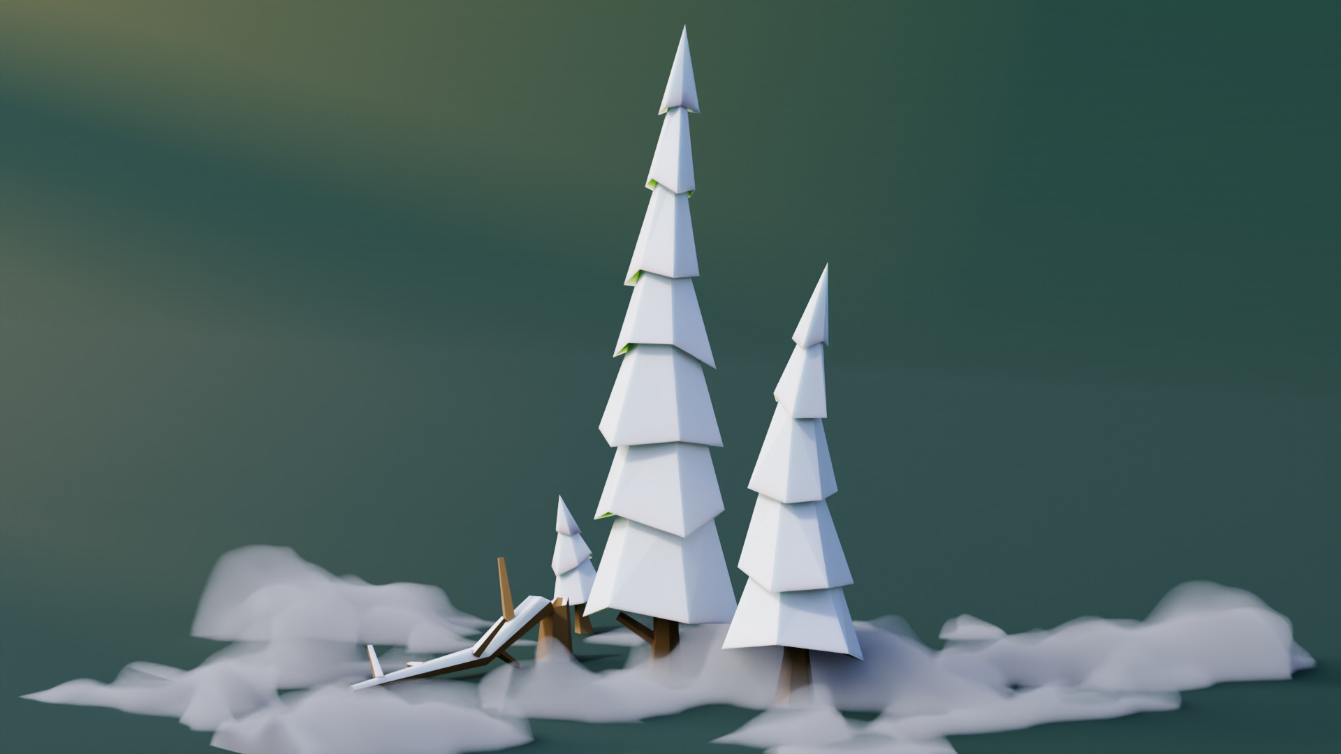 Low Poly Pines Low-poly 3D model_6