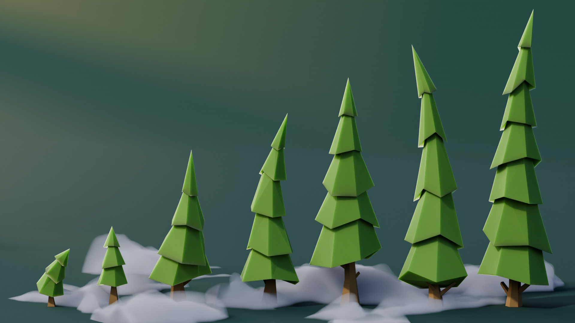 Low Poly Pines Low-poly 3D model_2