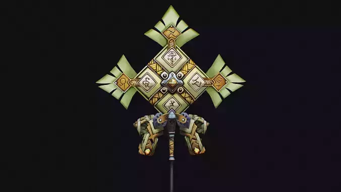 Magical Staff Magic Stick Fantasy Wand Axe Props Item Low-poly 3D model