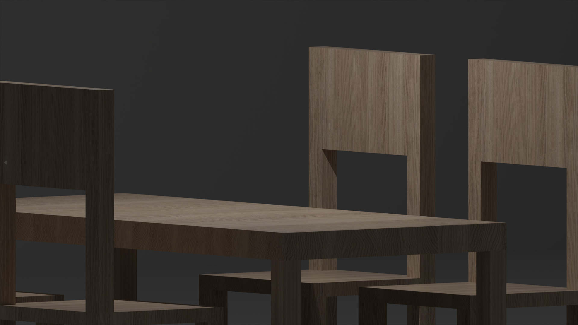 old wooden table and chair  Free low-poly 3D model_1