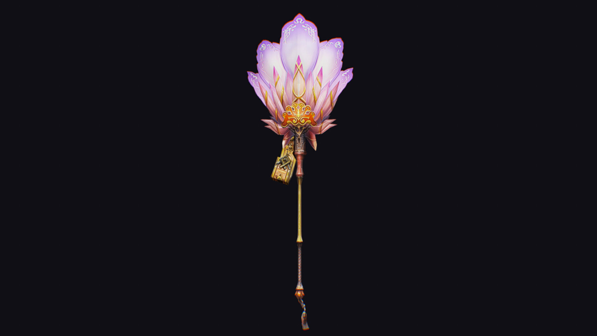 Magical Staff Pink Lotus Flower Wizard Wand Stick Item Scepter Low-poly 3D model_1