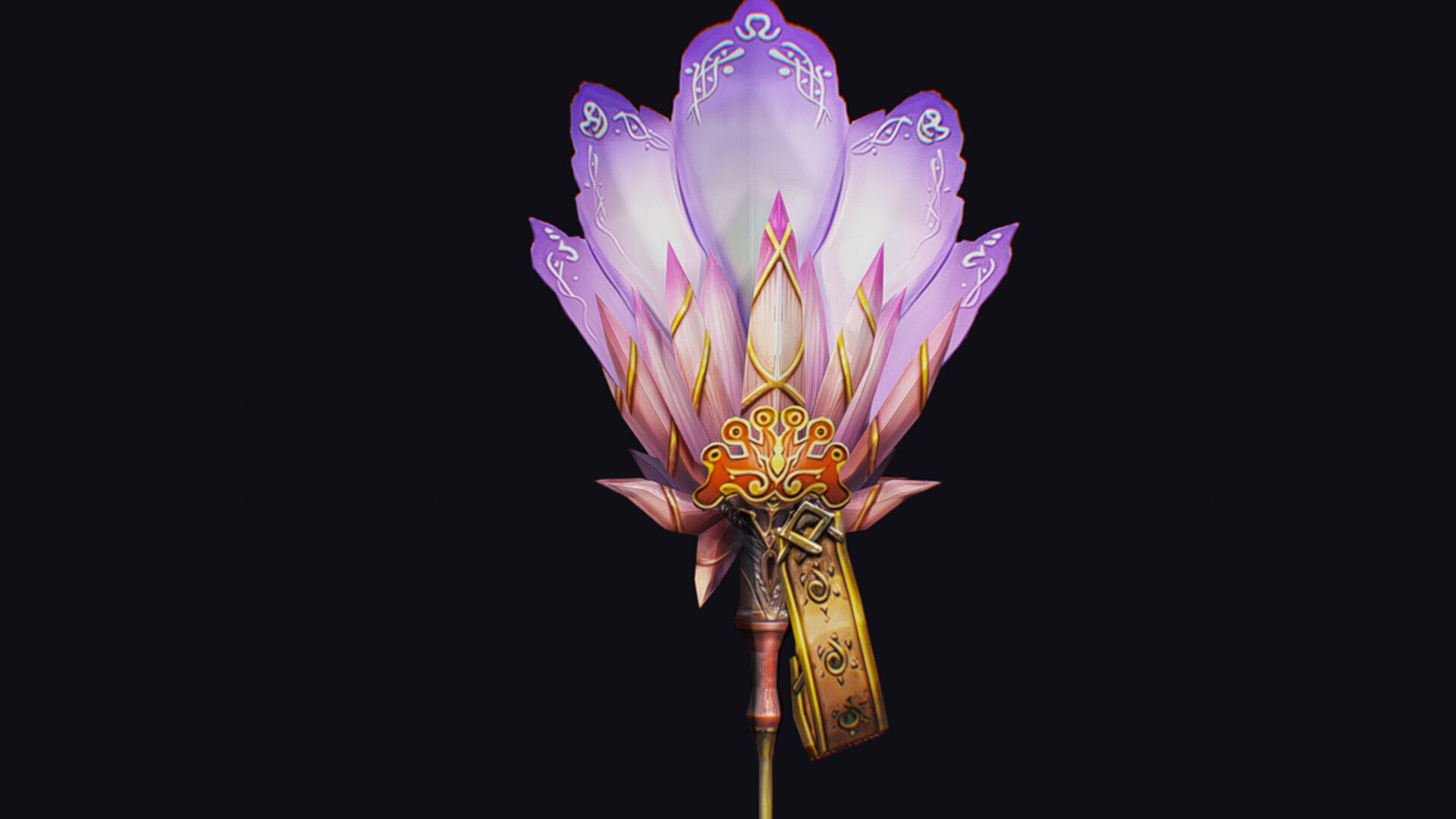 Magical Staff Pink Lotus Flower Wizard Wand Stick Item Scepter Low-poly 3D model_10