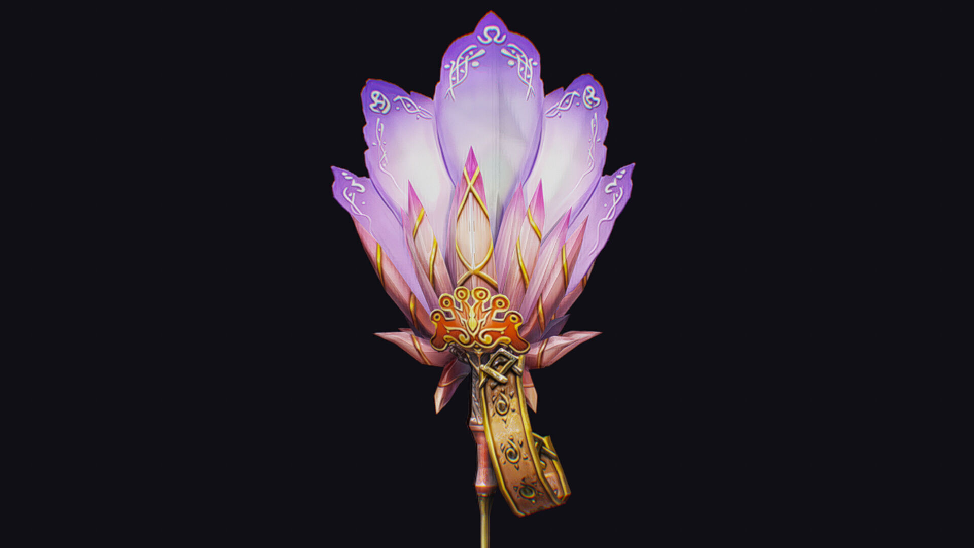Magical Staff Pink Lotus Flower Wizard Wand Stick Item Scepter Low-poly 3D model_11