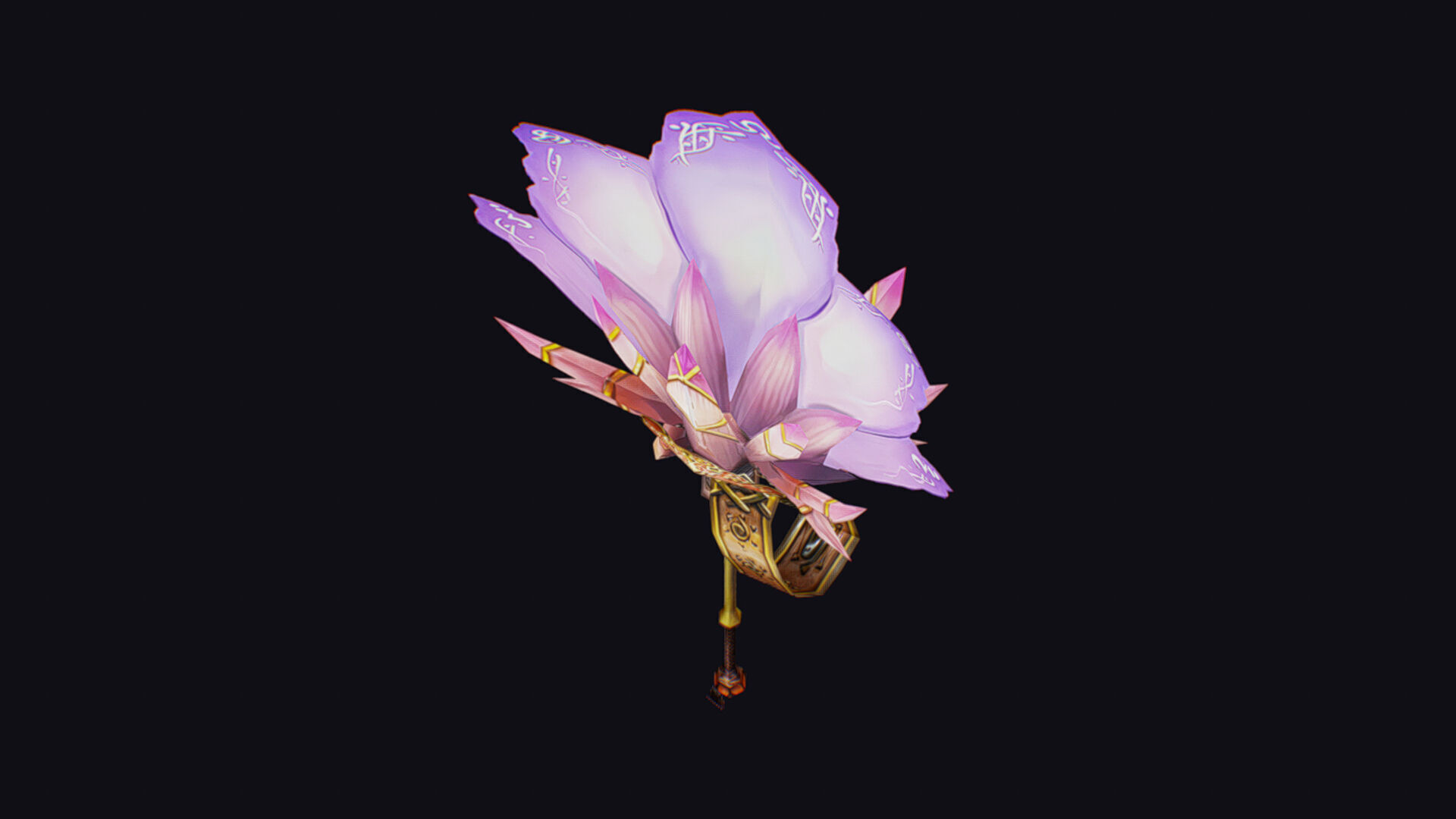 Magical Staff Pink Lotus Flower Wizard Wand Stick Item Scepter Low-poly 3D model_7