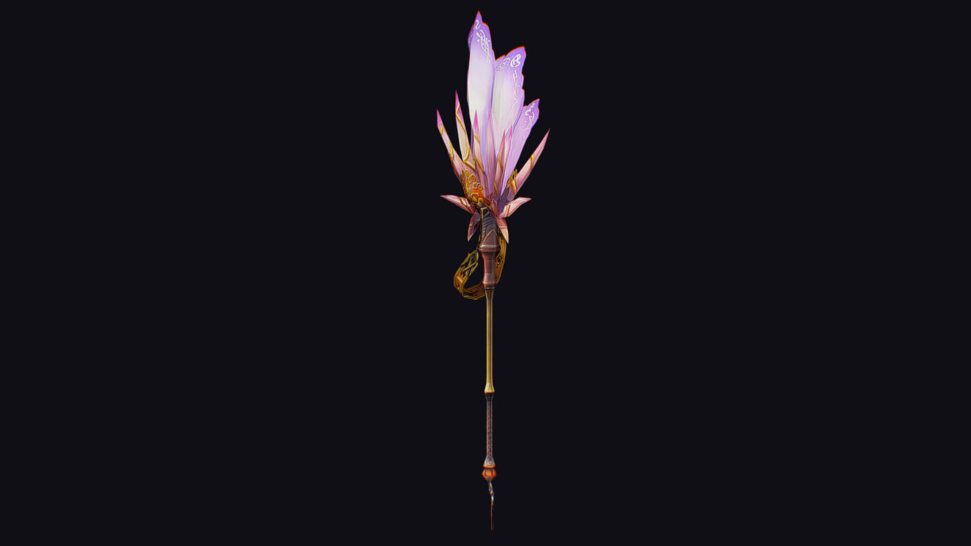 Magical Staff Pink Lotus Flower Wizard Wand Stick Item Scepter Low-poly 3D model_3
