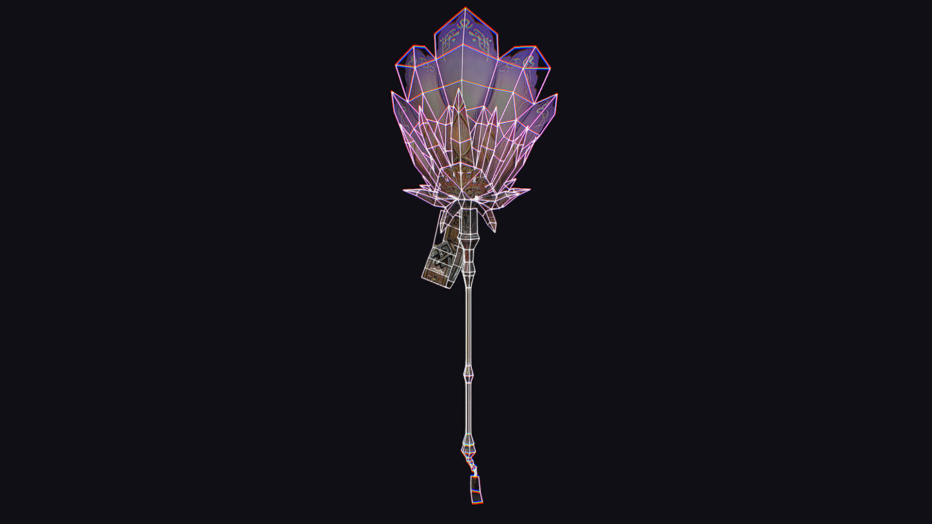 Magical Staff Pink Lotus Flower Wizard Wand Stick Item Scepter Low-poly 3D model_15