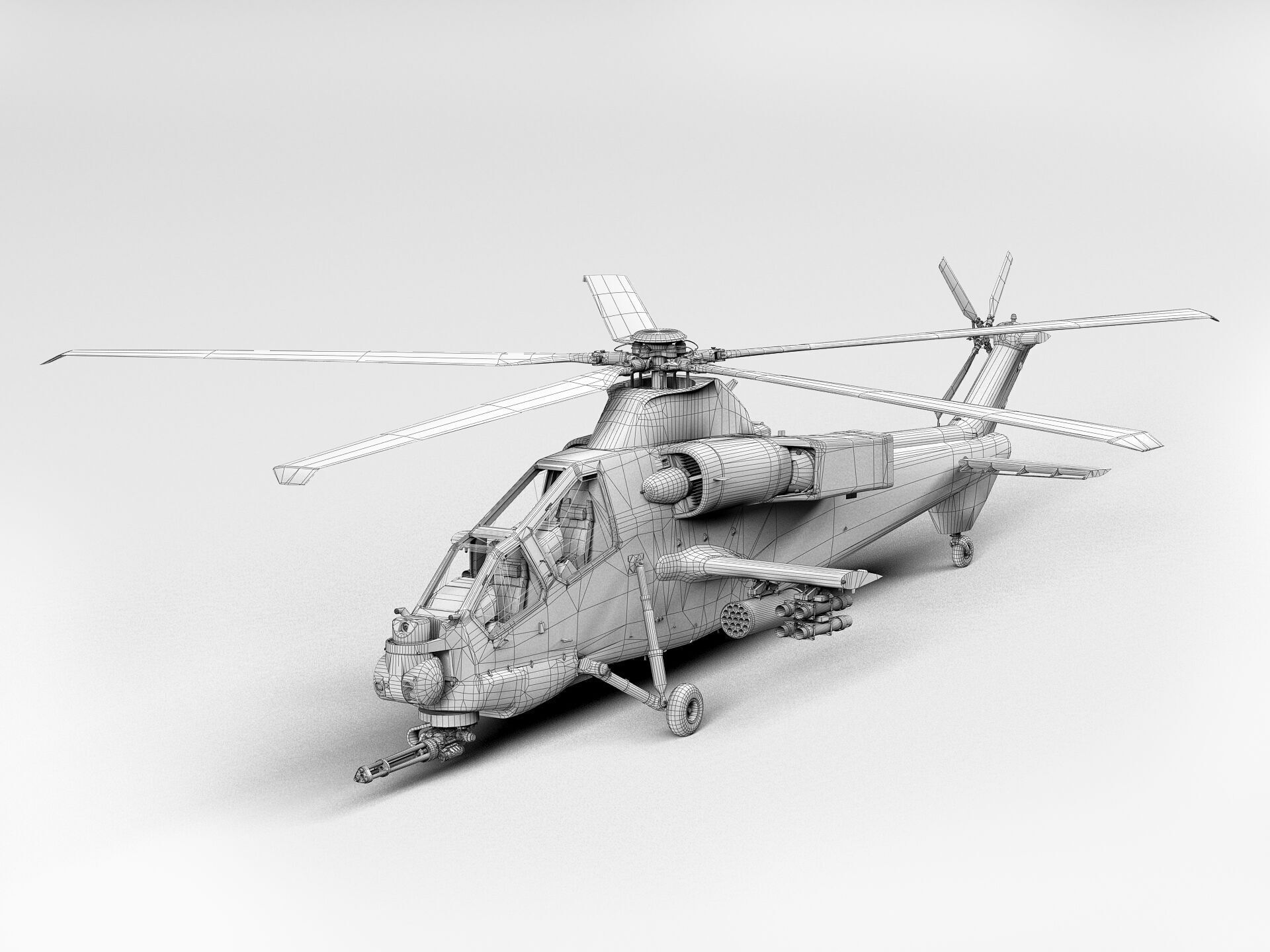 Military Helicopter Low-poly 3D model_12
