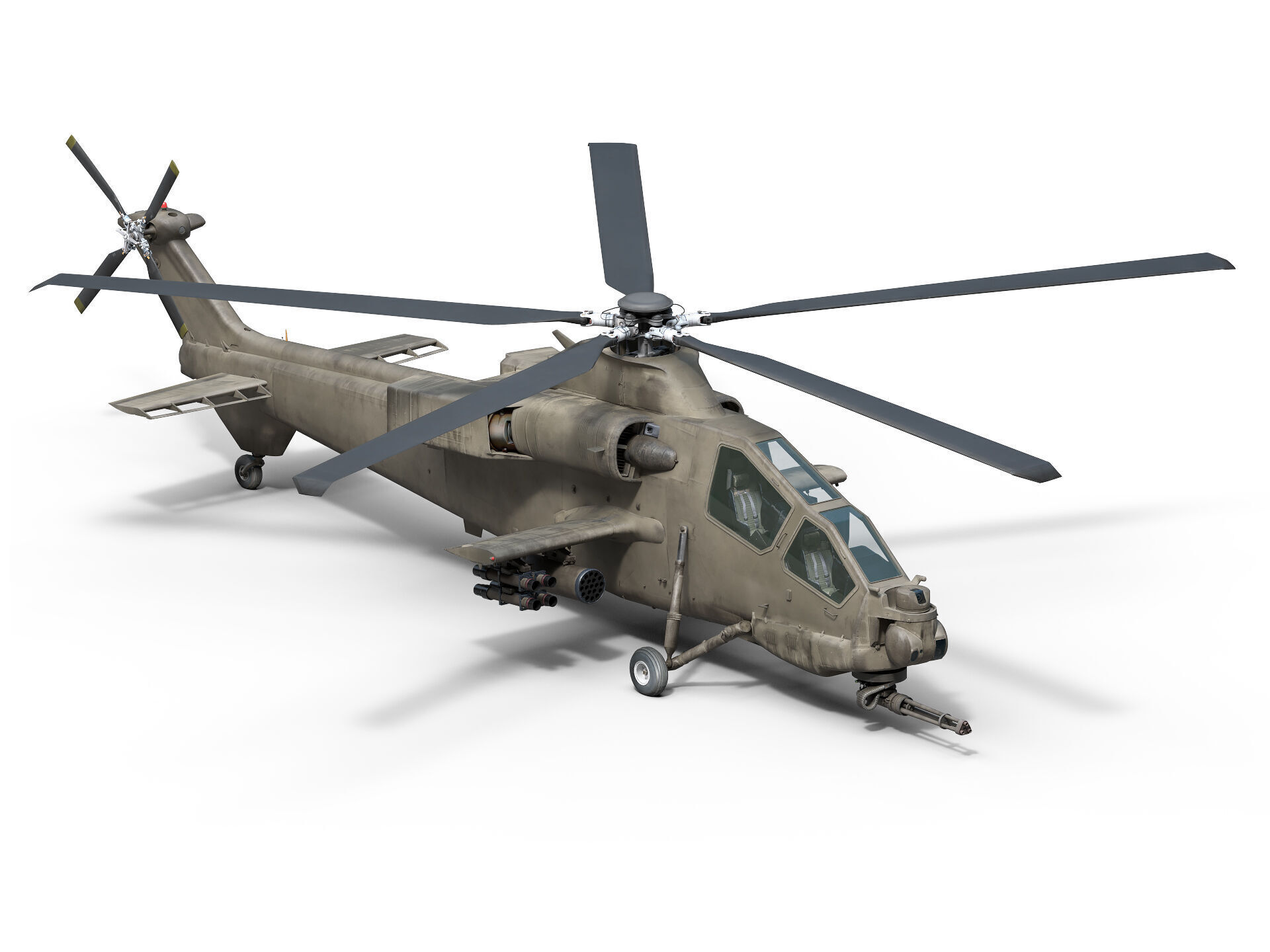 Military Helicopter Low-poly 3D model_6