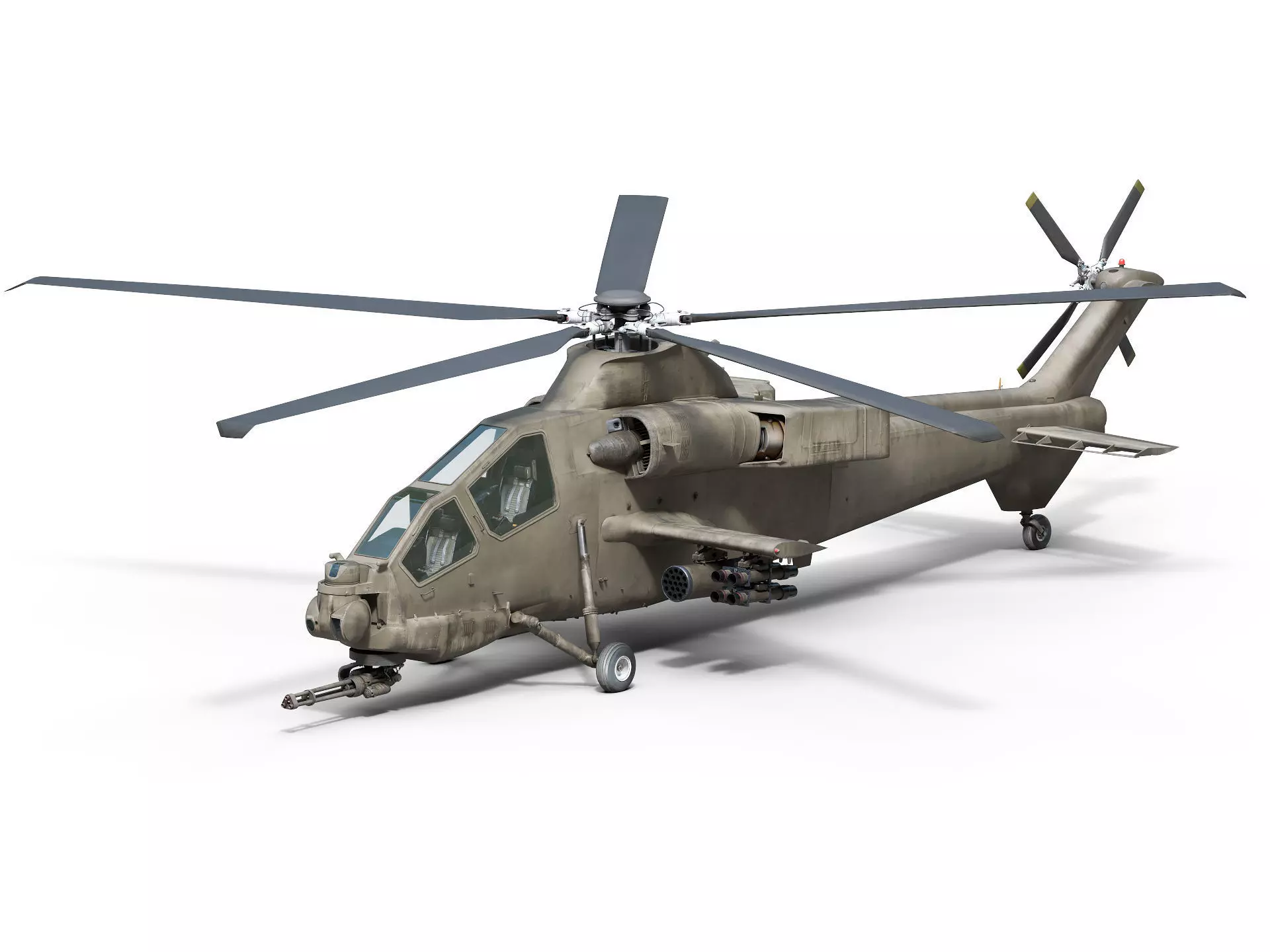 Military Helicopter Low-poly 3D model_0