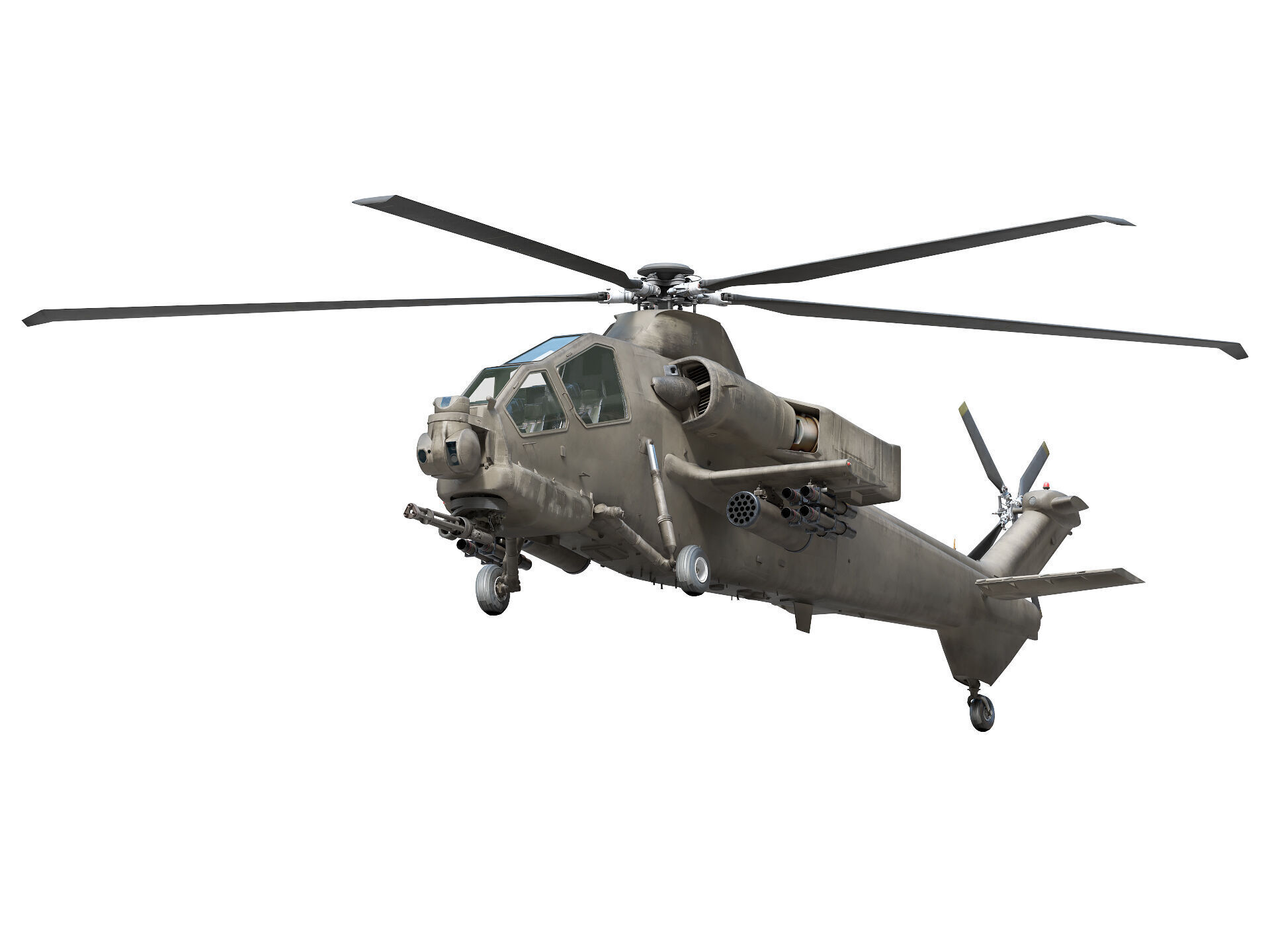 Military Helicopter Low-poly 3D model_11