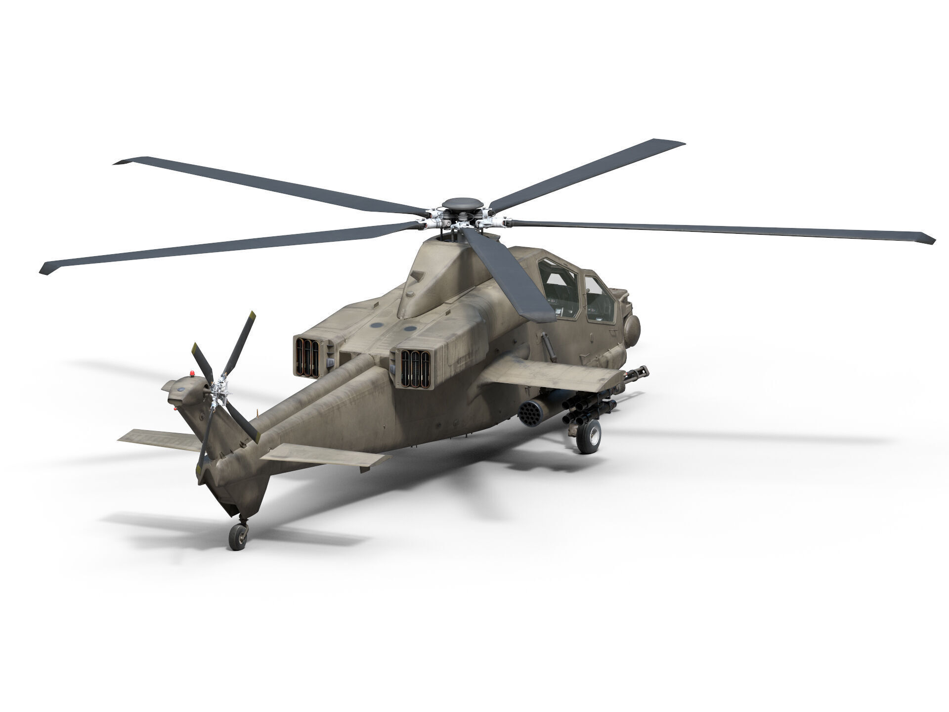 Military Helicopter Low-poly 3D model_3