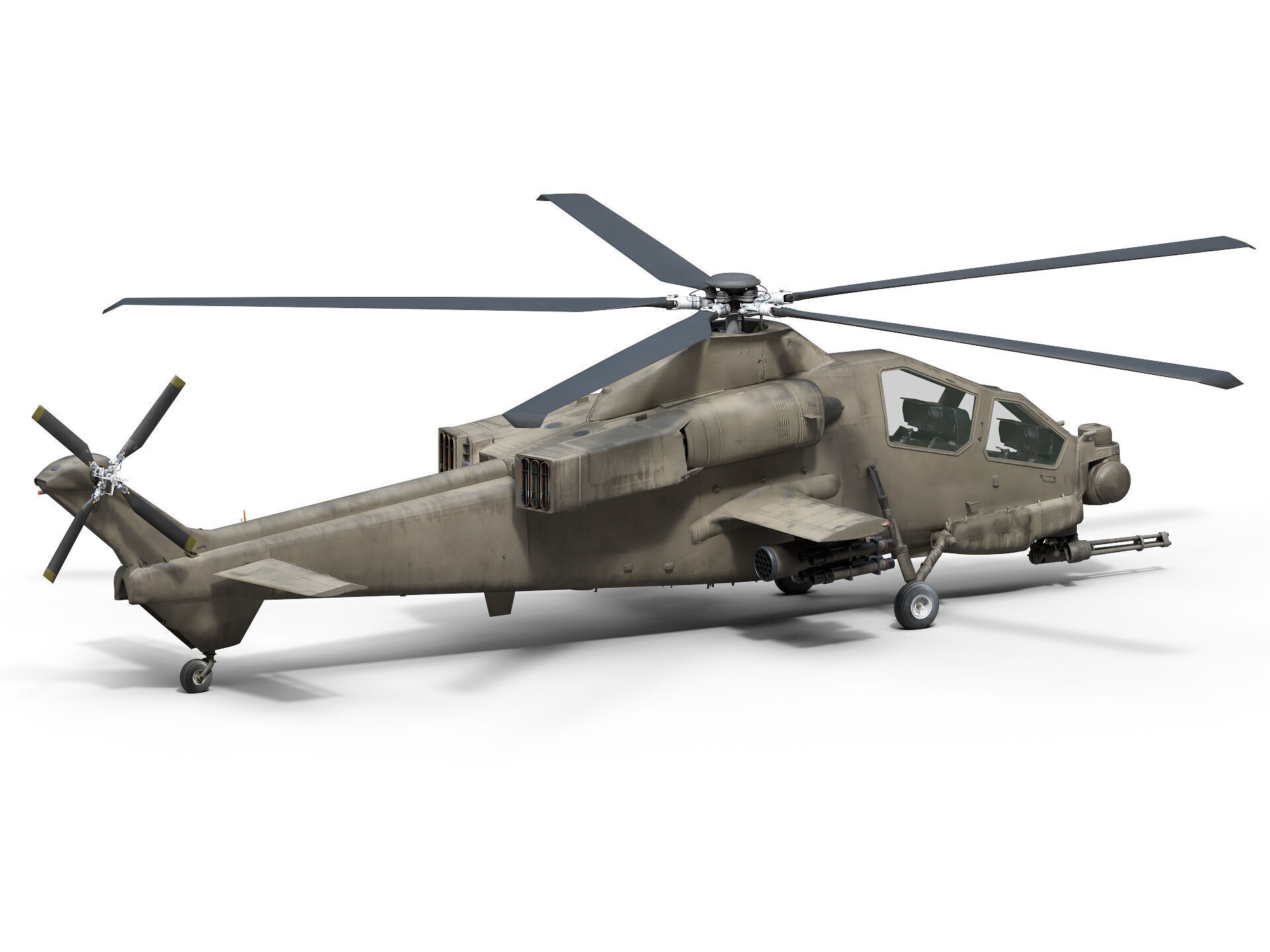 Military Helicopter Low-poly 3D model_4