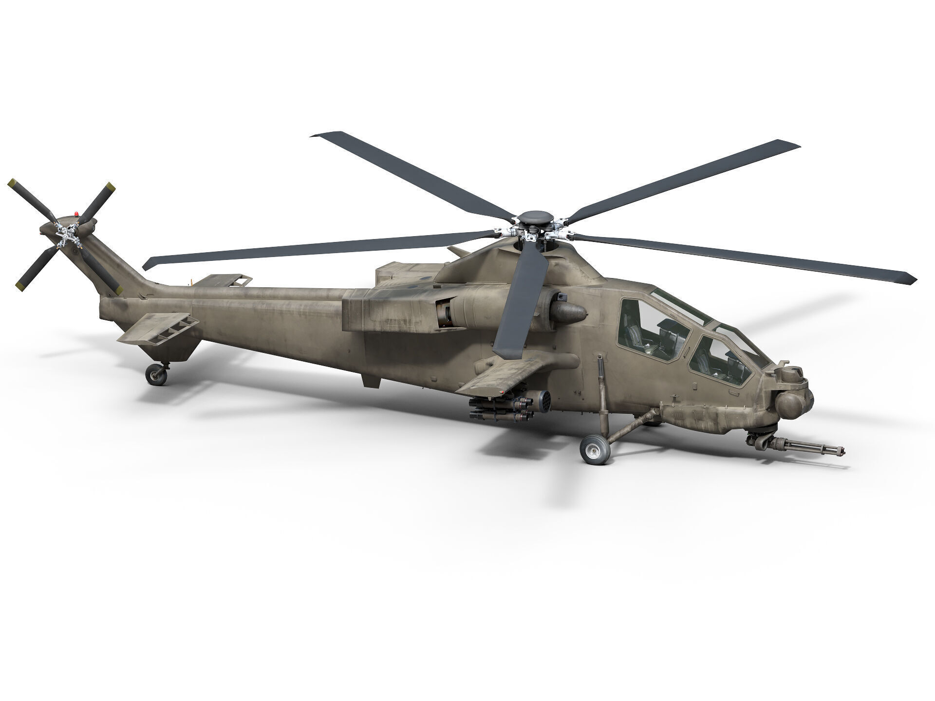 Military Helicopter Low-poly 3D model_5