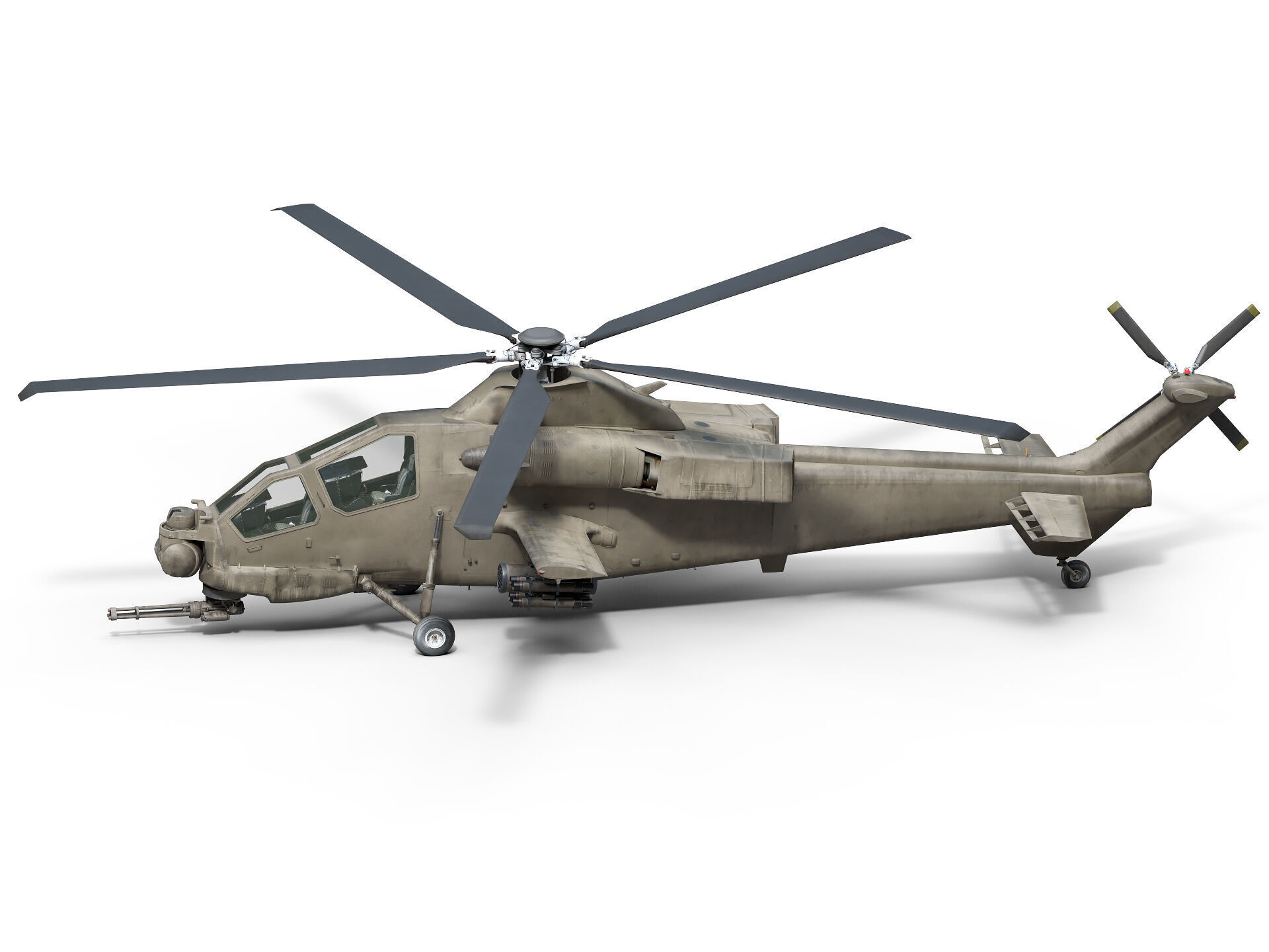 Military Helicopter Low-poly 3D model_1