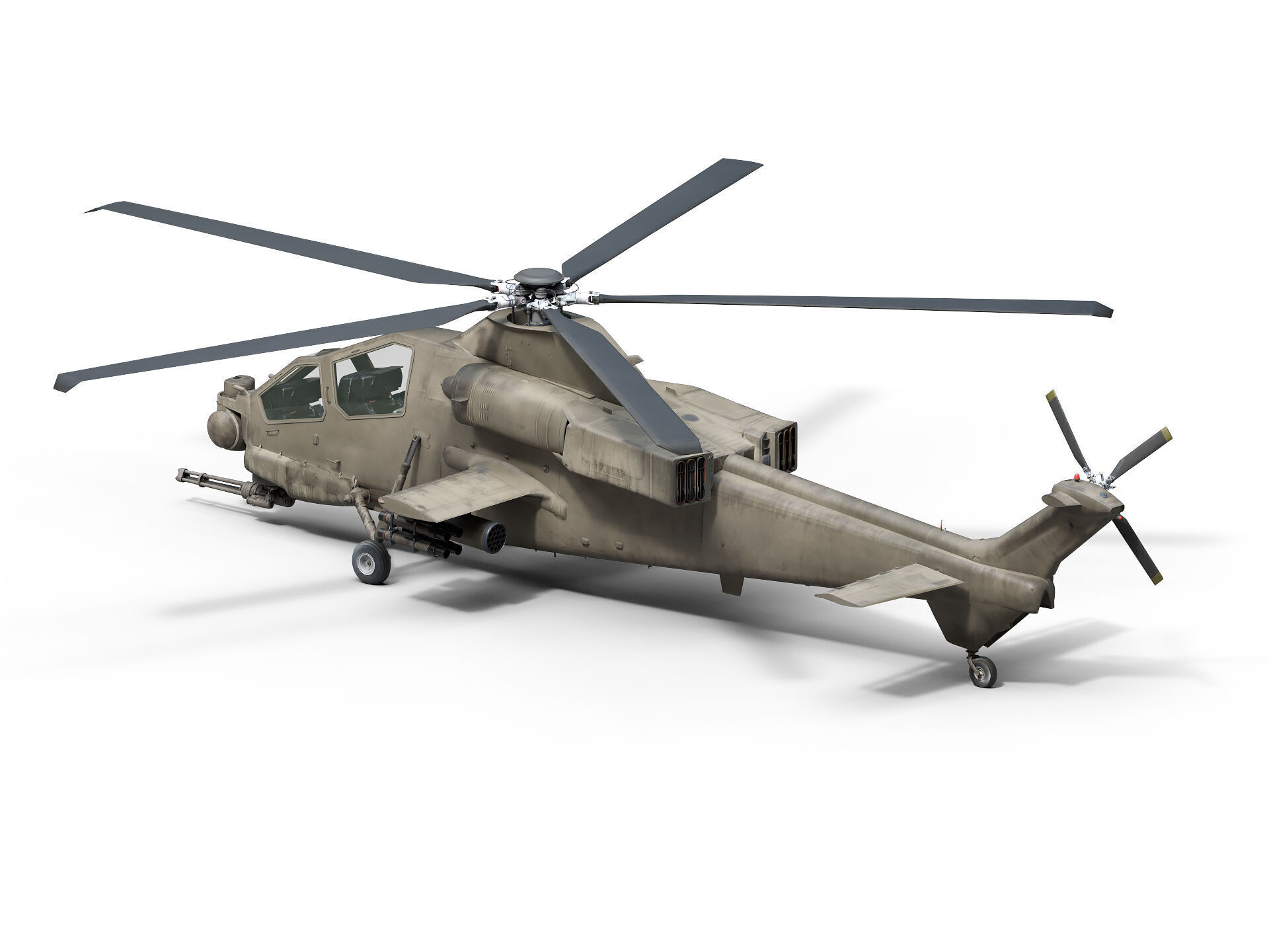Military Helicopter Low-poly 3D model_2