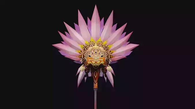 Magical Staff Sakura Pink Flower Lotus Wizard Wand Item Scepter