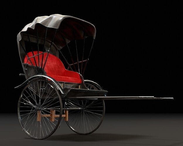 Rickshaw  Low-poly 3D model 4