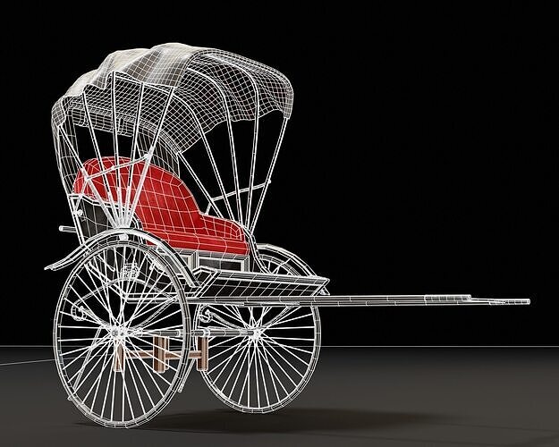 Rickshaw  Low-poly 3D model 5