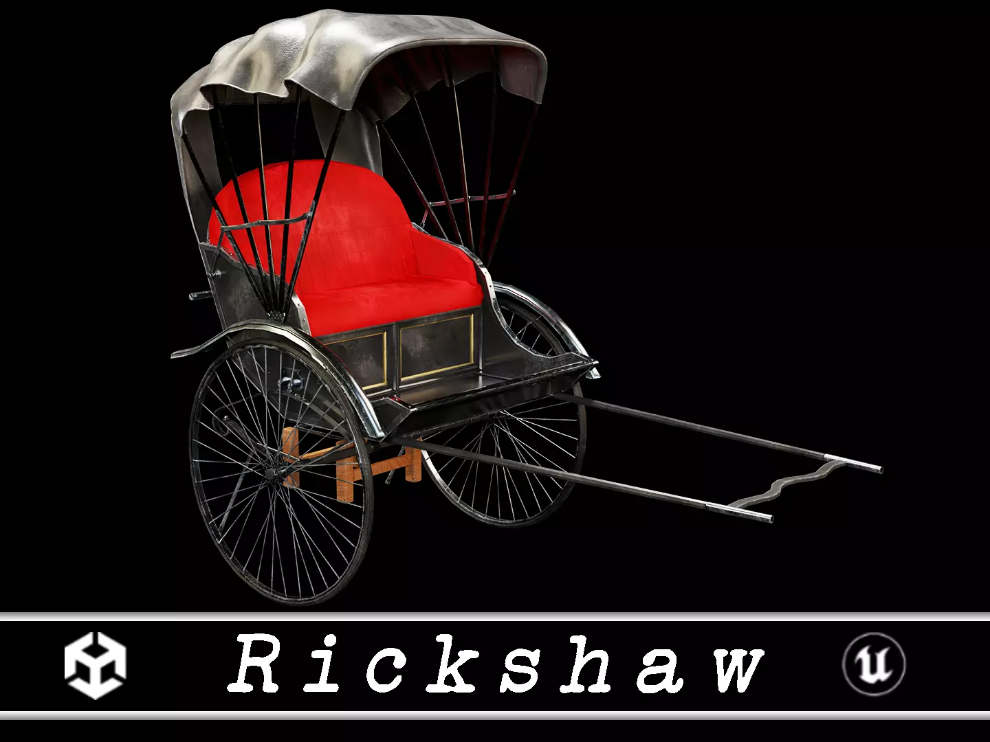 Rickshaw Low-poly 3D model