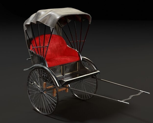 Rickshaw  Low-poly 3D model 2