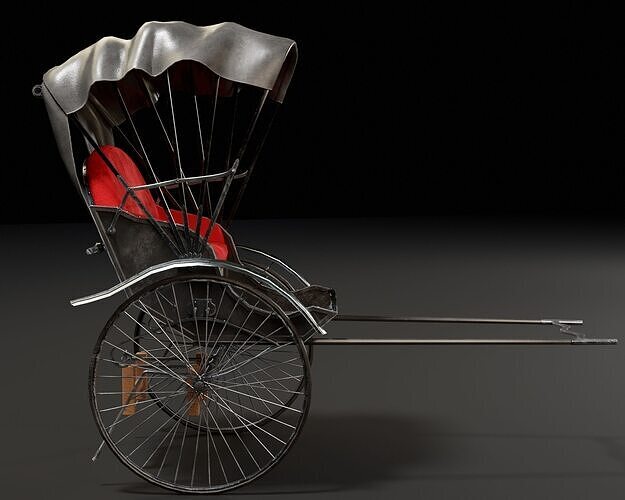 Rickshaw  Low-poly 3D model 6