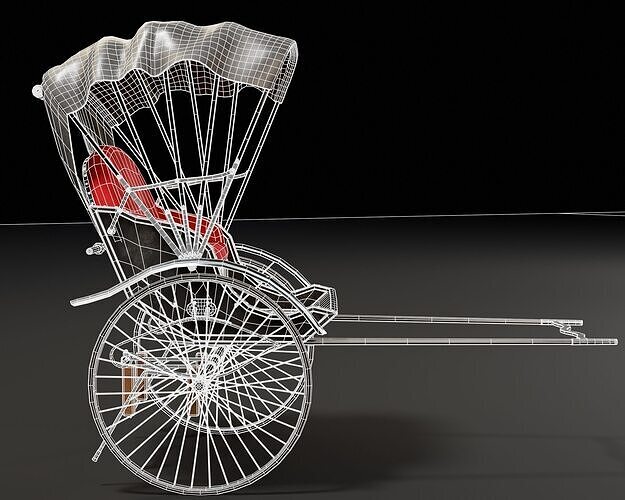 Rickshaw  Low-poly 3D model 7