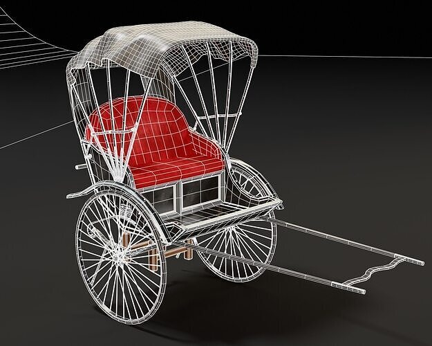 Rickshaw  Low-poly 3D model 3