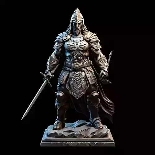 Stylized Heroic Warrior Statue 3D Model