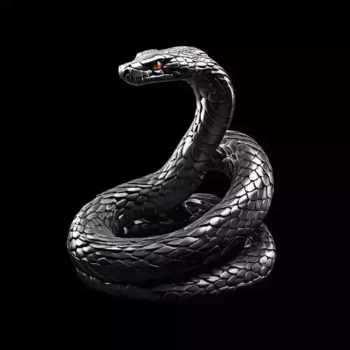 Stylized Black Serpent Statue 3D Model 3D model