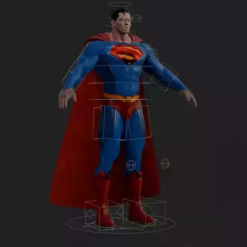 Superman 3D Model Fully Rigged PBR Character Low-poly 3D model