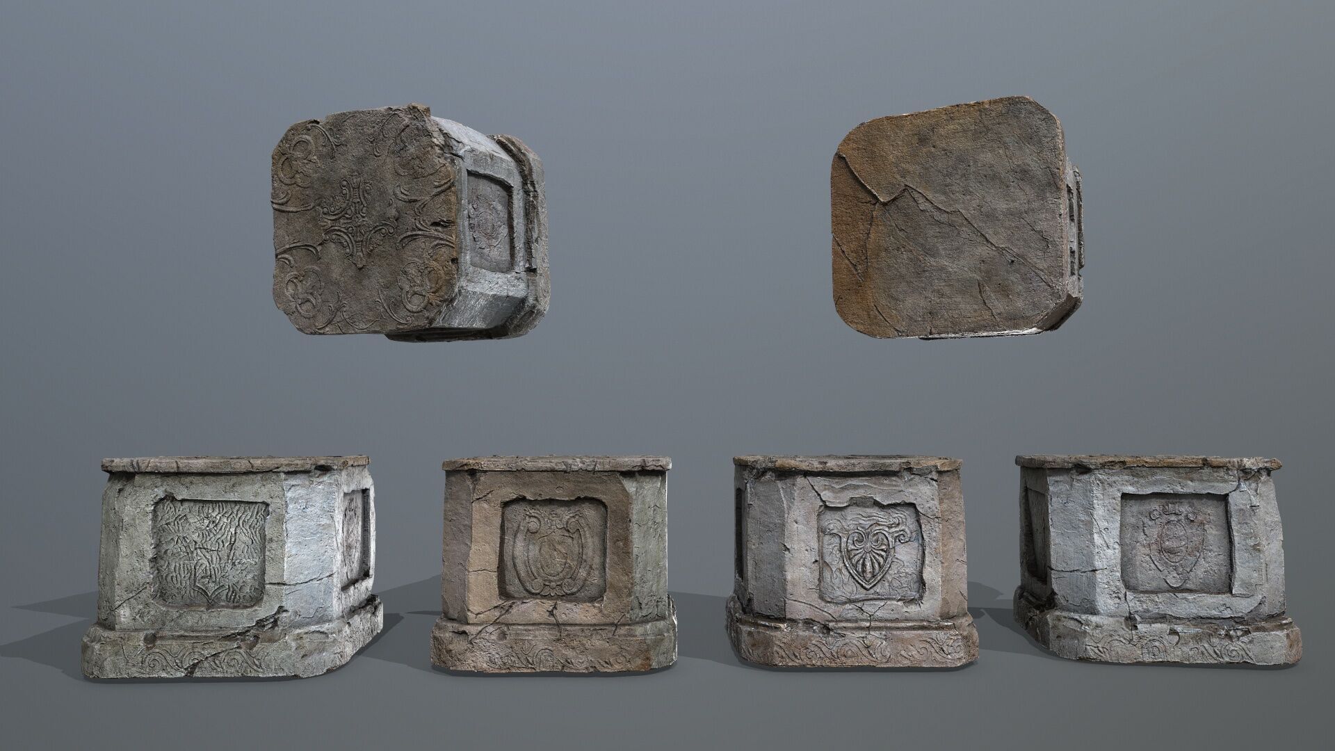 Ruin set Low-poly 3D model_3