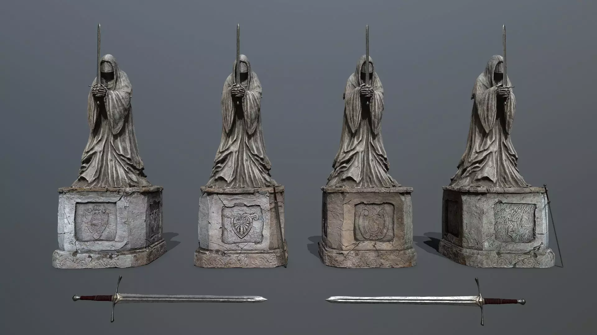 Ruin set Low-poly 3D model_0