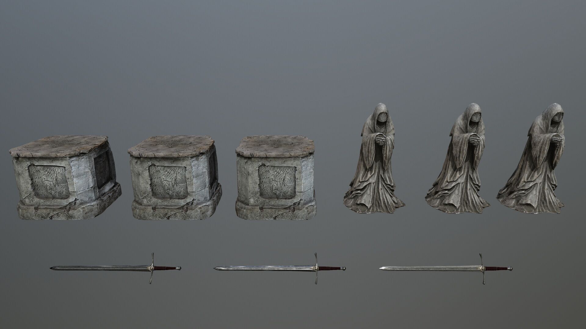 Ruin set Low-poly 3D model_8