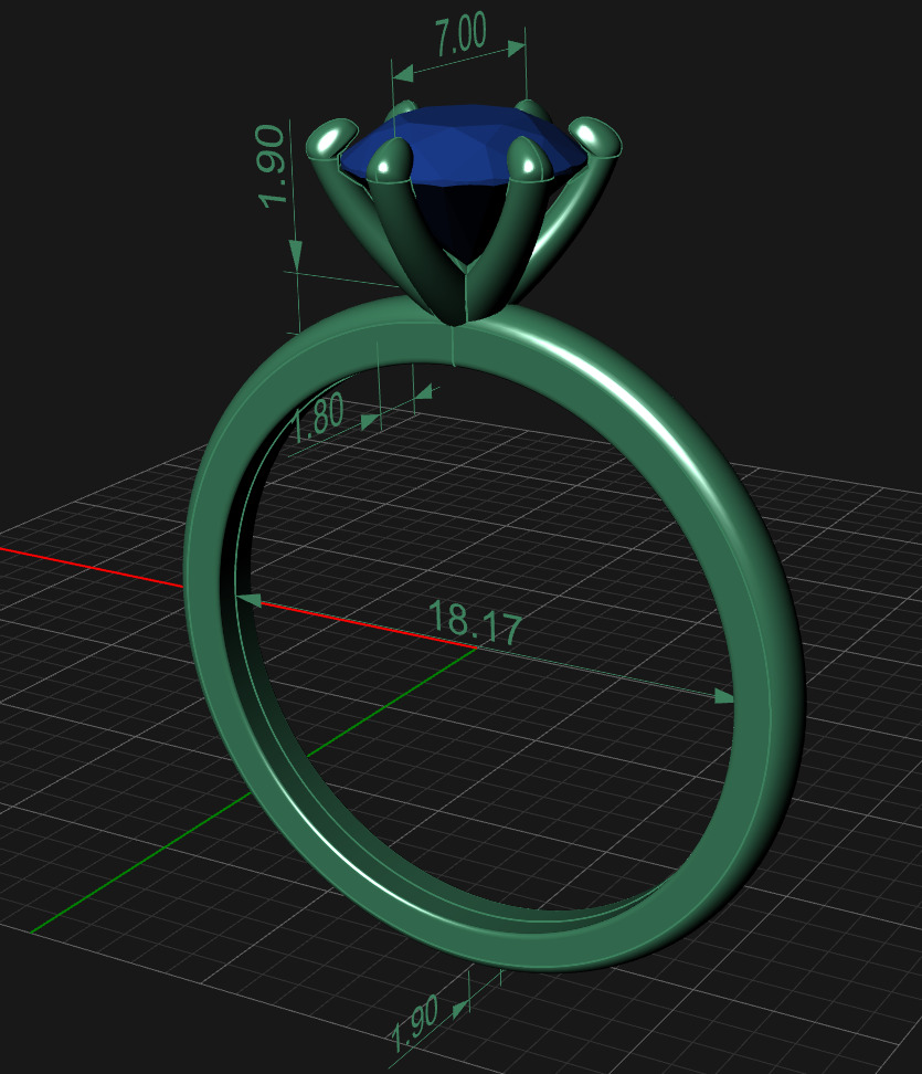 Solitario Gem 7mm 3D print model_1