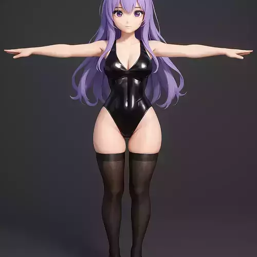 AYA  Curvy Anime Waifu 3D Character Game Ready Low-poly 3D model