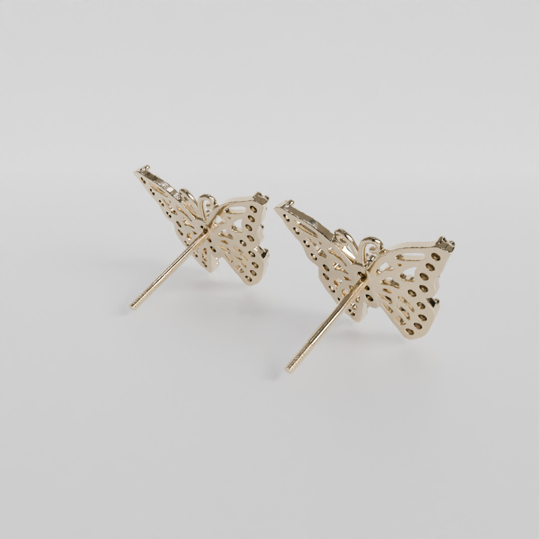 butterfly earrings 3D print model_2