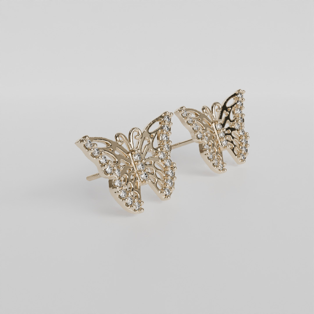 butterfly earrings 3D print model_1