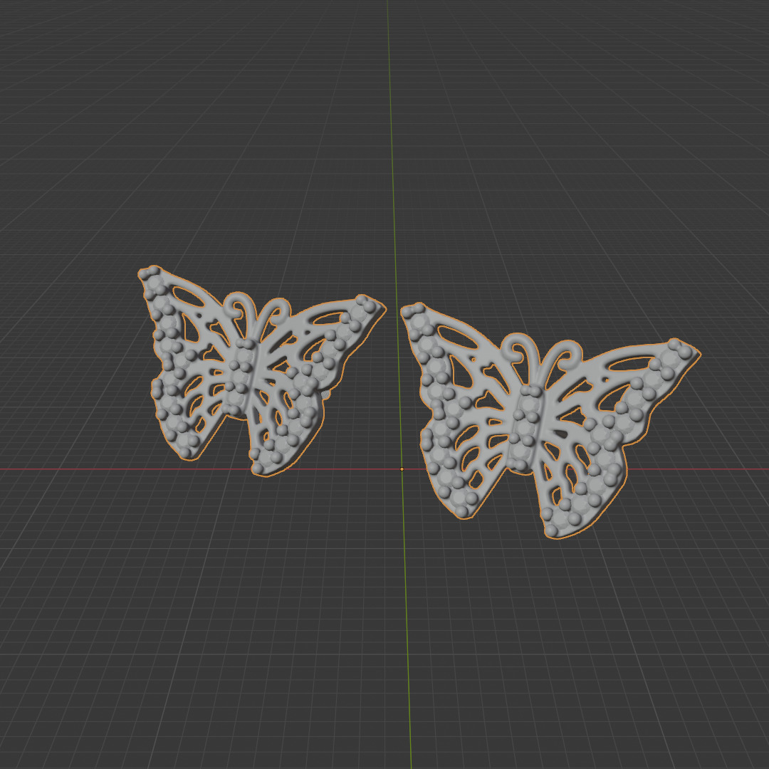 butterfly earrings 3D print model_5