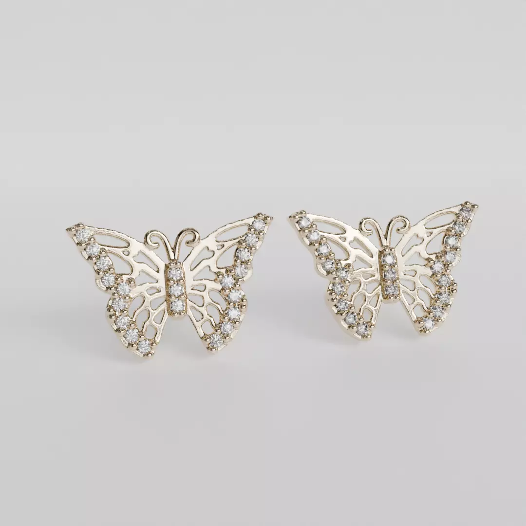butterfly earrings 3D print model_0