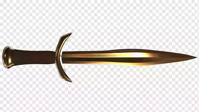 Golden Dagger Model Low Poly Fantasy Knife for Games 