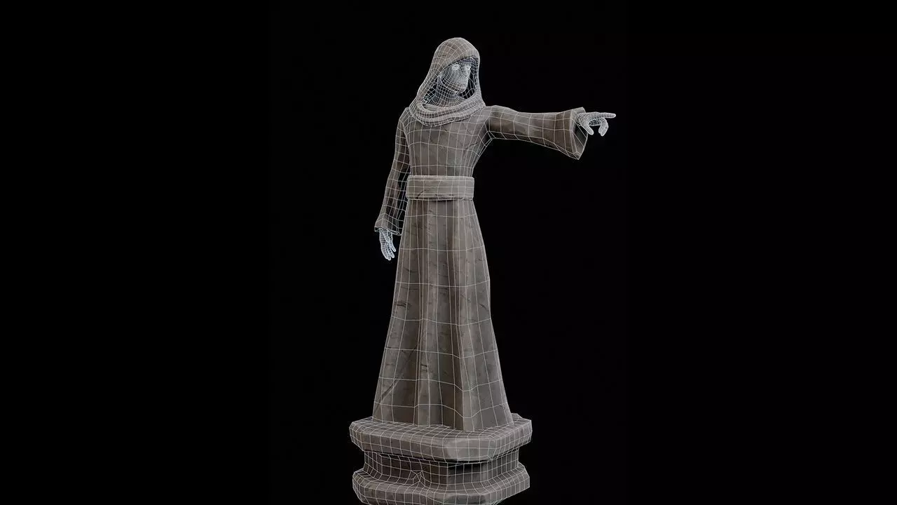 Robed Statues Low-poly 3D model_4