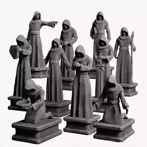 Robed Statues Low-poly 3D model