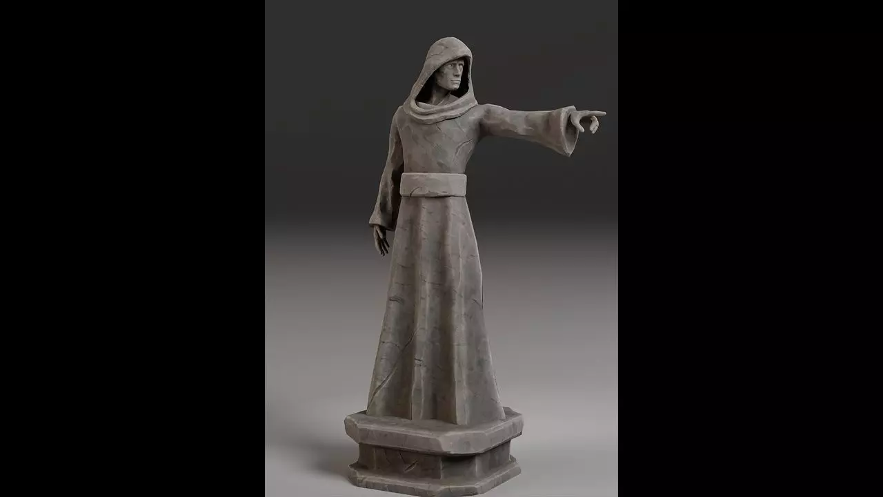 Robed Statues Low-poly 3D model_3